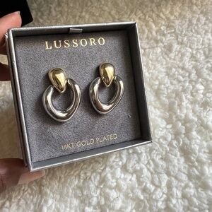 Lusoro 14k gold plated gold and silver Hoop Earrings